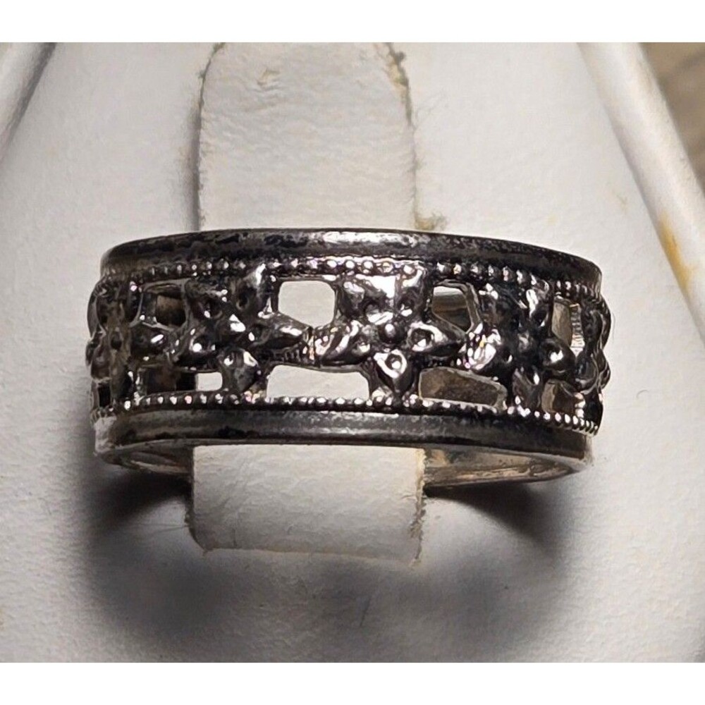 Flowers vintage sterling silver ring sz 6